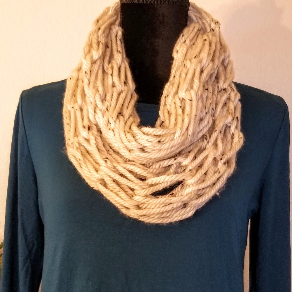 Beautiful handmade arm knit infinity scarf!!